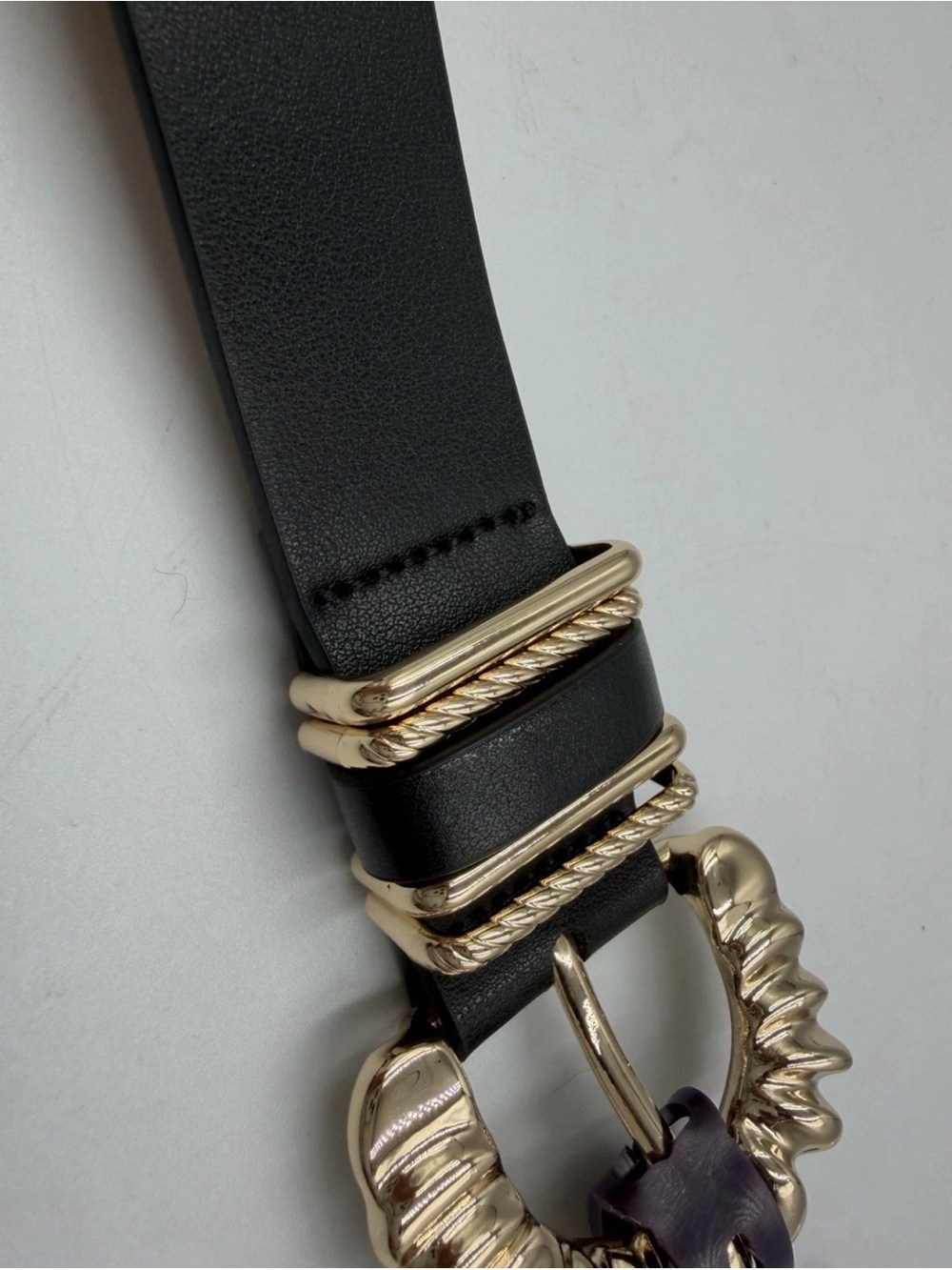 NWT Ava & Viv Black Belt with Gold Decorative Buckle W/Loop Plus Size 3X - Picture 5 of 11